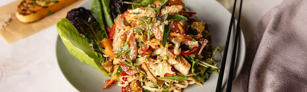 Thai chicken noodle salad with Asian-inspired ingredients